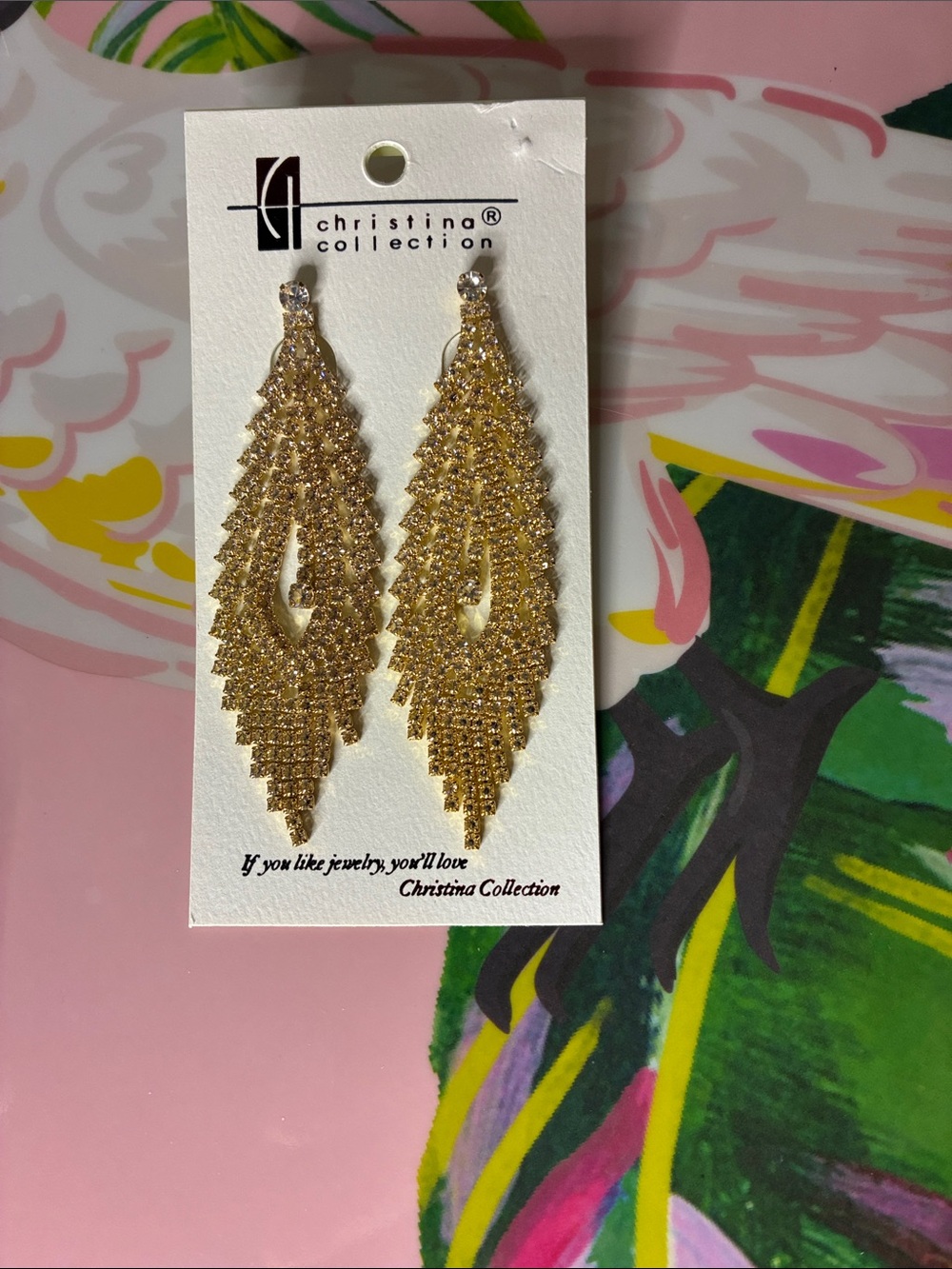 Gold Crystal Teardrop Earrings